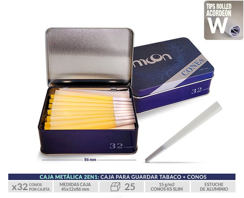 Caja 32 Conos Ultrafinos Tamaño Slim Moon
