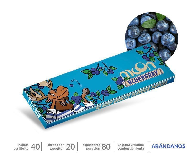 Papel 1 1/4 Ultrafino sabor Arándanos Moon Expositor 20 librillos