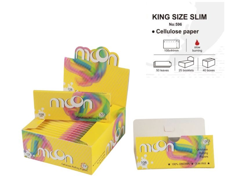 Expositor 25 Librillos Papel de Celulosa Transparente King Size Slim Moon