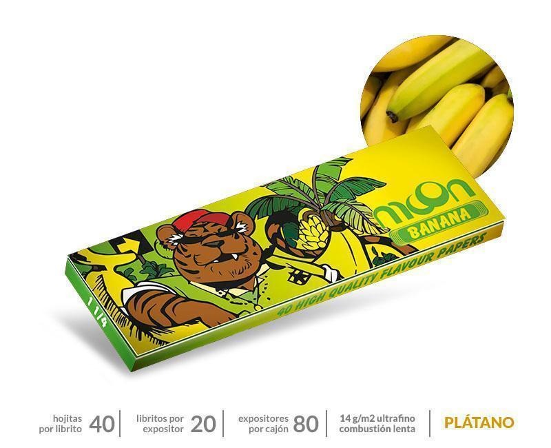 Papel 1 1/4 Ultrafino sabor Plátano Moon Expositor 20 librillos