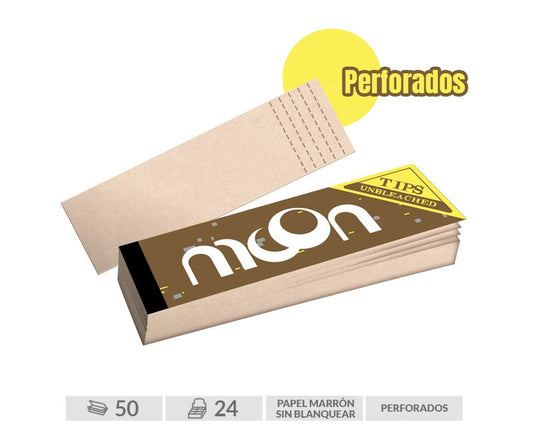 Caja 24 Librillos de Boquillas (Tips) Marrones Tamaño Regular Moon